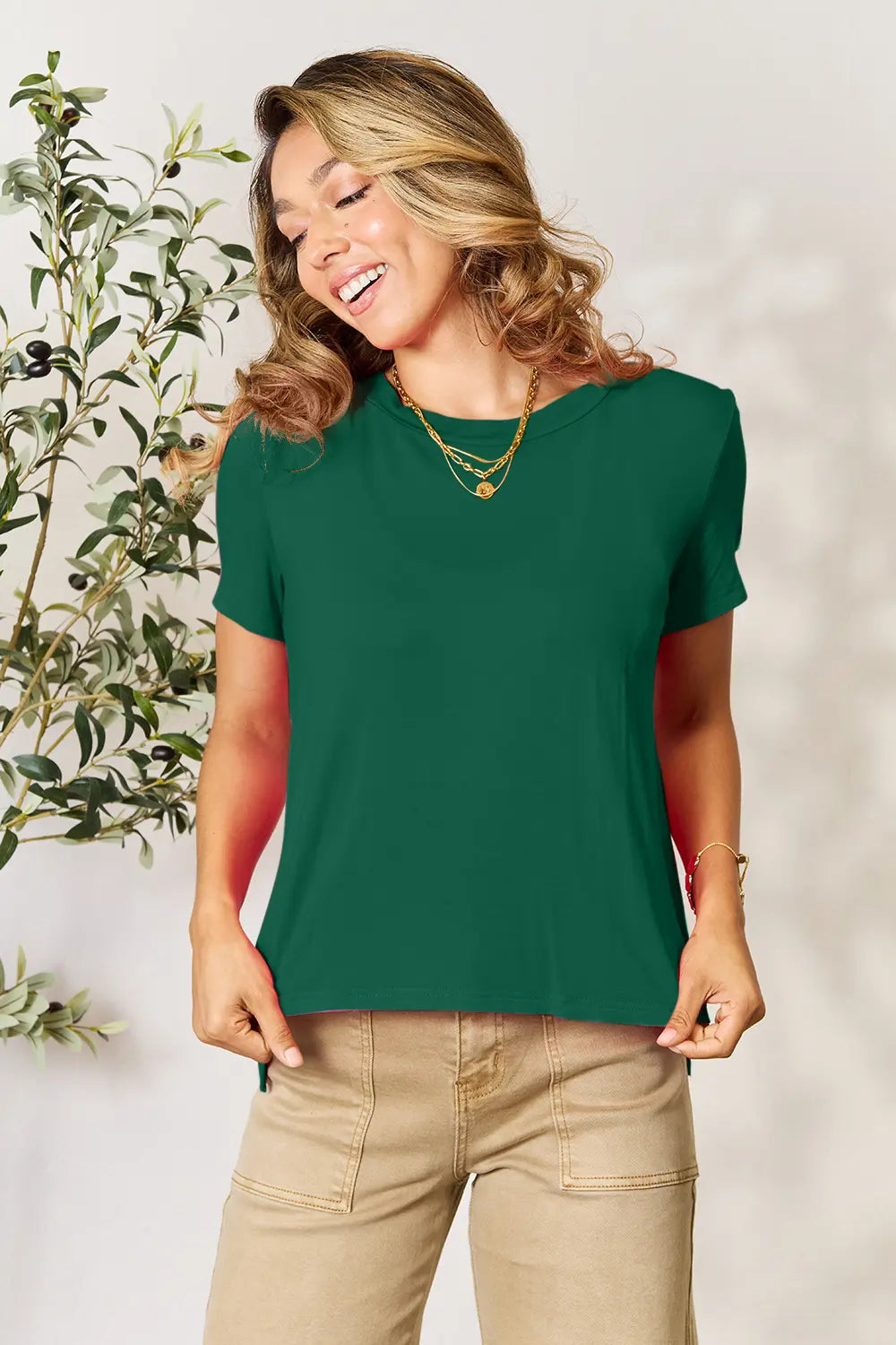 Basic Bae Full Size Round Neck Short Sleeve T-Shirt-Tops-Krush Kandy, Women's Online Fashion Boutique Located in Phoenix, Arizona (Scottsdale Area)