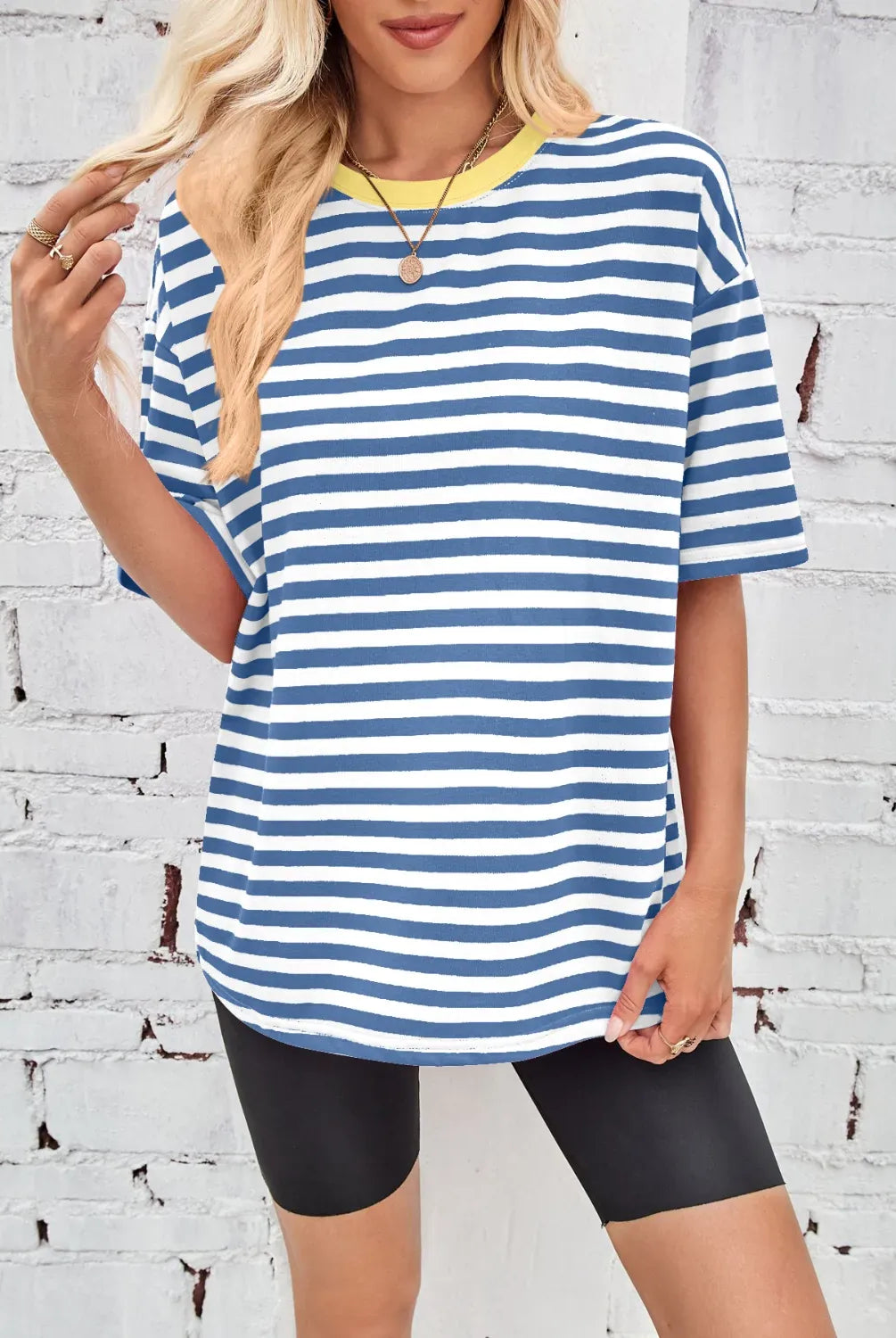 Neon Pop Stripe Oversized Tee-Tops-Krush Kandy, Women's Online Fashion Boutique Located in Phoenix, Arizona (Scottsdale Area)