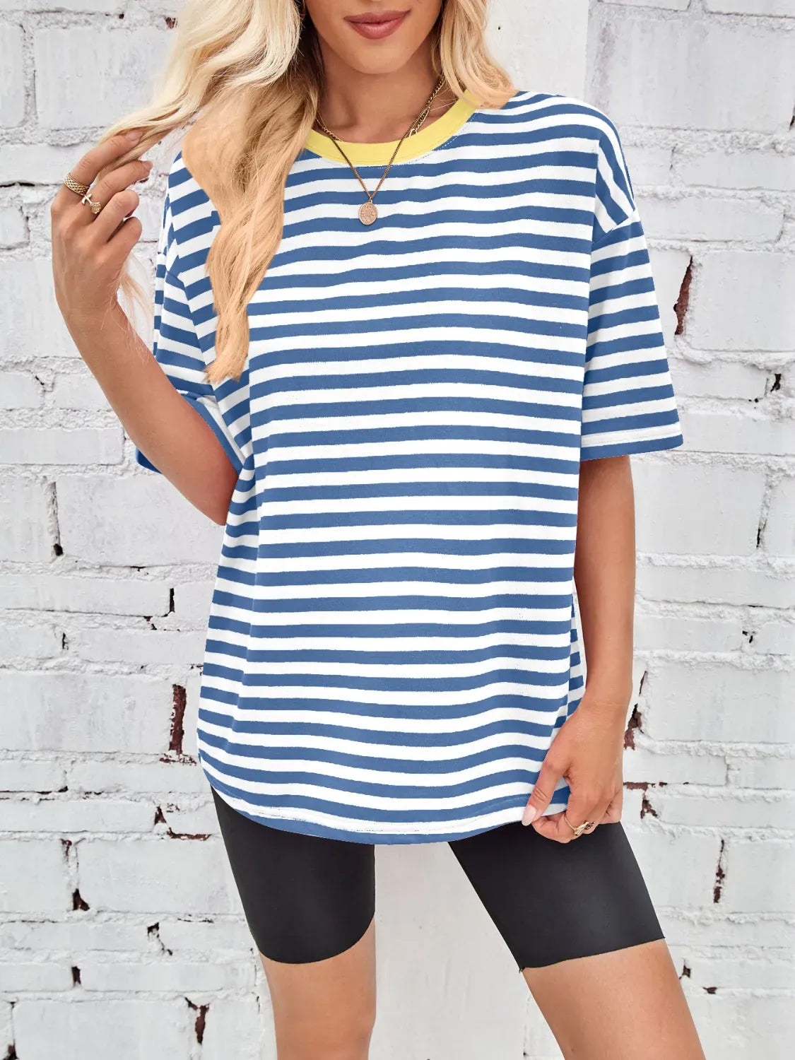 Neon Pop Stripe Oversized Tee-Tops-Krush Kandy, Women's Online Fashion Boutique Located in Phoenix, Arizona (Scottsdale Area)