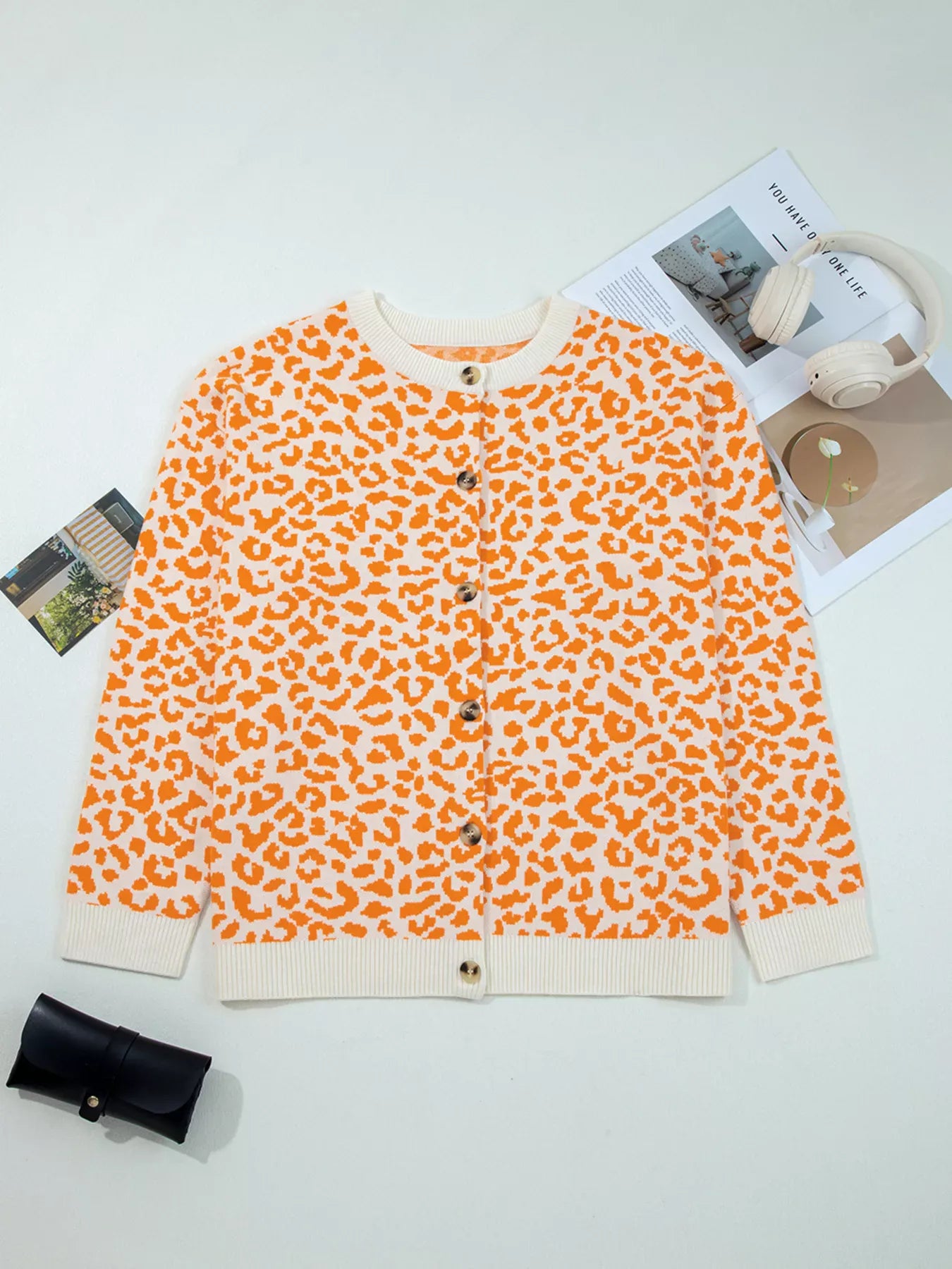 Leopard Drop Shoulder Chunky Knitted Cardigan-Sweater-Krush Kandy, Women's Online Fashion Boutique Located in Phoenix, Arizona (Scottsdale Area)