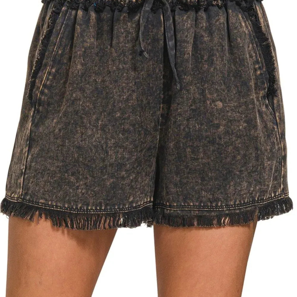 Mineral Frayed Hem Washed Shorts-Krush Kandy, Women's Online Fashion Boutique Located in Phoenix, Arizona (Scottsdale Area)