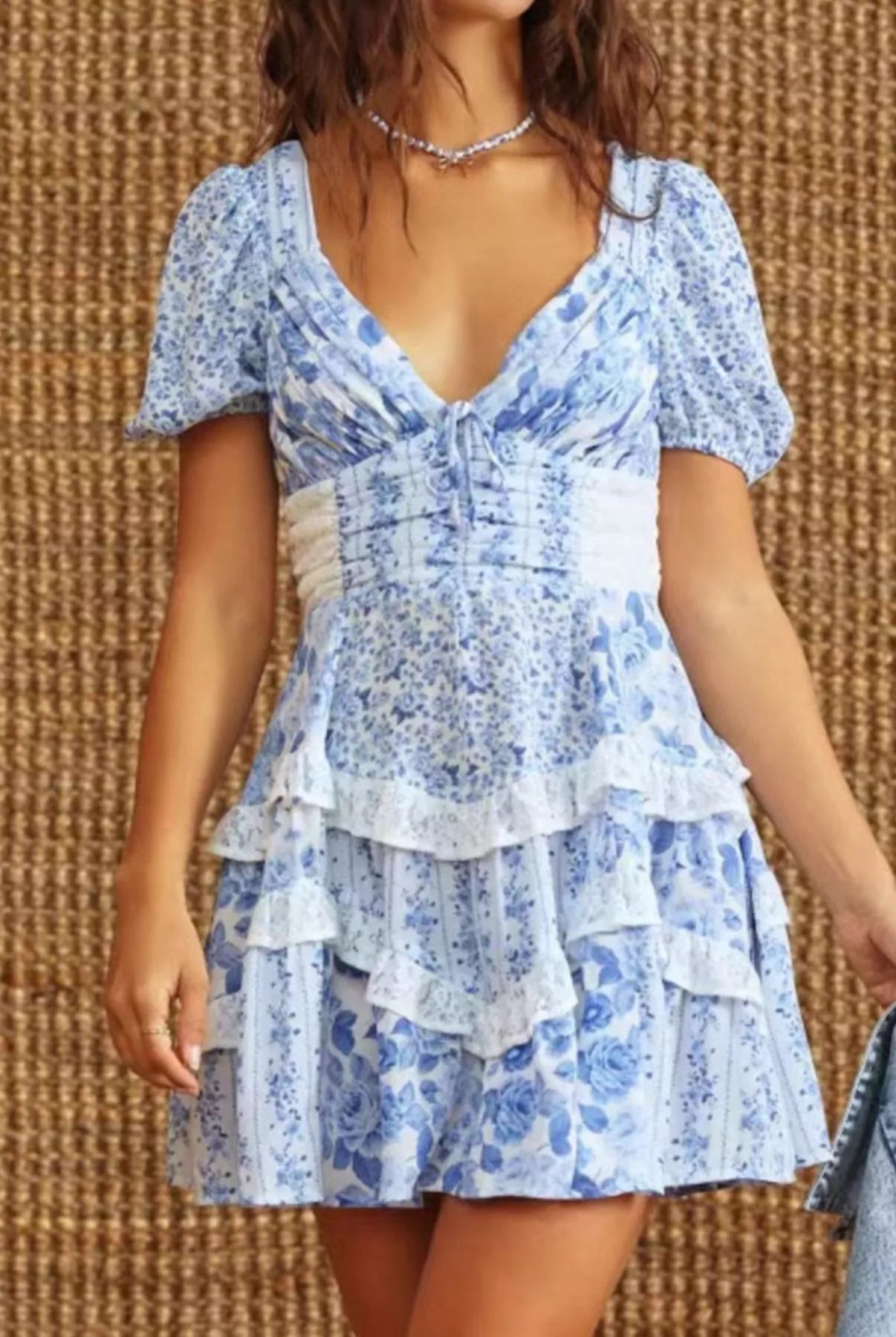 Floral Puff Sleeve Tiered Mini Dress-Dresses-Krush Kandy, Women's Online Fashion Boutique Located in Phoenix, Arizona (Scottsdale Area)