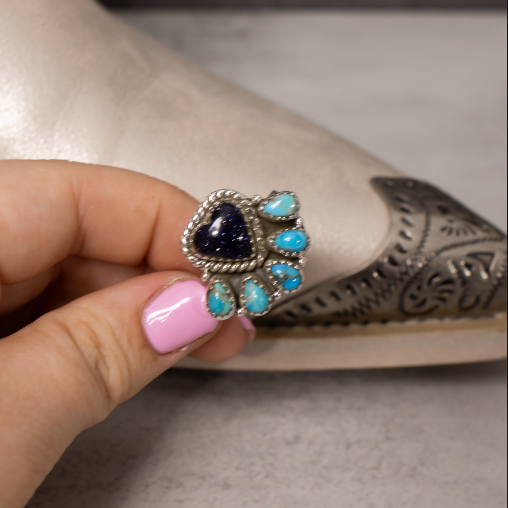 Heart Stone Turquoise Cluster Ring-Rings-Krush Kandy, Women's Online Fashion Boutique Located in Phoenix, Arizona (Scottsdale Area)