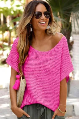 Cotton Candy Breeze Loose Knit Dolman Top-Tops-Krush Kandy, Women's Online Fashion Boutique Located in Phoenix, Arizona (Scottsdale Area)