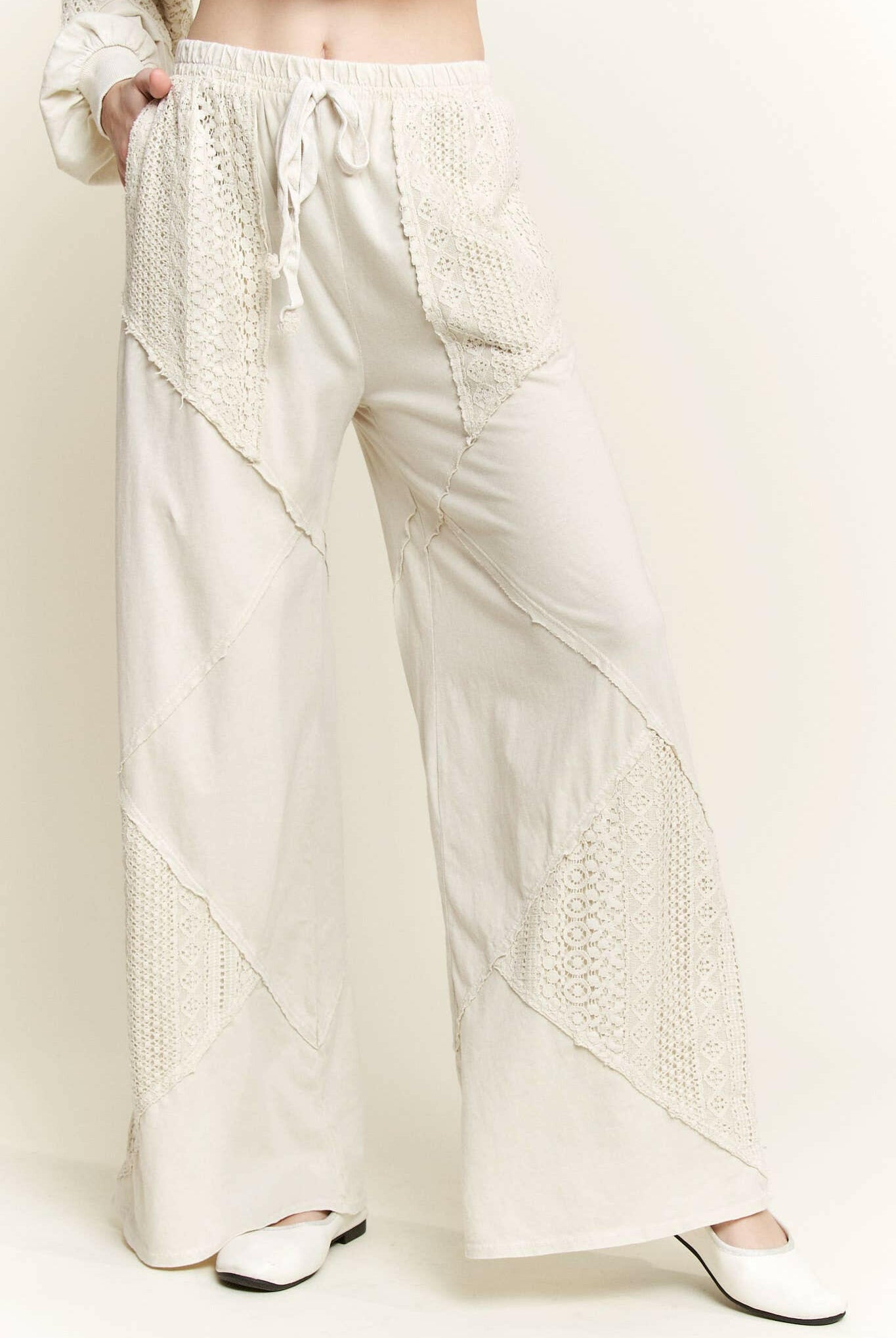 Palomino Sky Boho Lace Wide-Leg Pants-Bottoms-Krush Kandy, Women's Online Fashion Boutique Located in Phoenix, Arizona (Scottsdale Area)