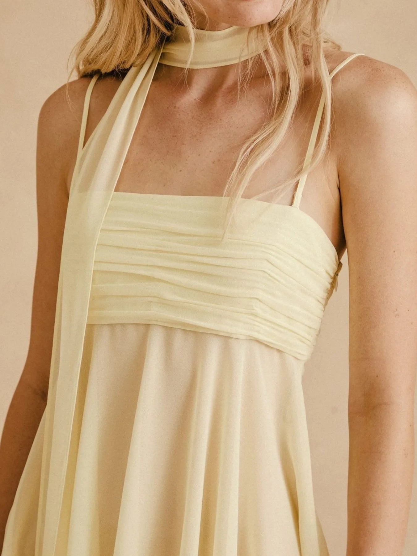 Ruched Square Neck Cami Dress with Scarf-Dresses-Krush Kandy, Women's Online Fashion Boutique Located in Phoenix, Arizona (Scottsdale Area)