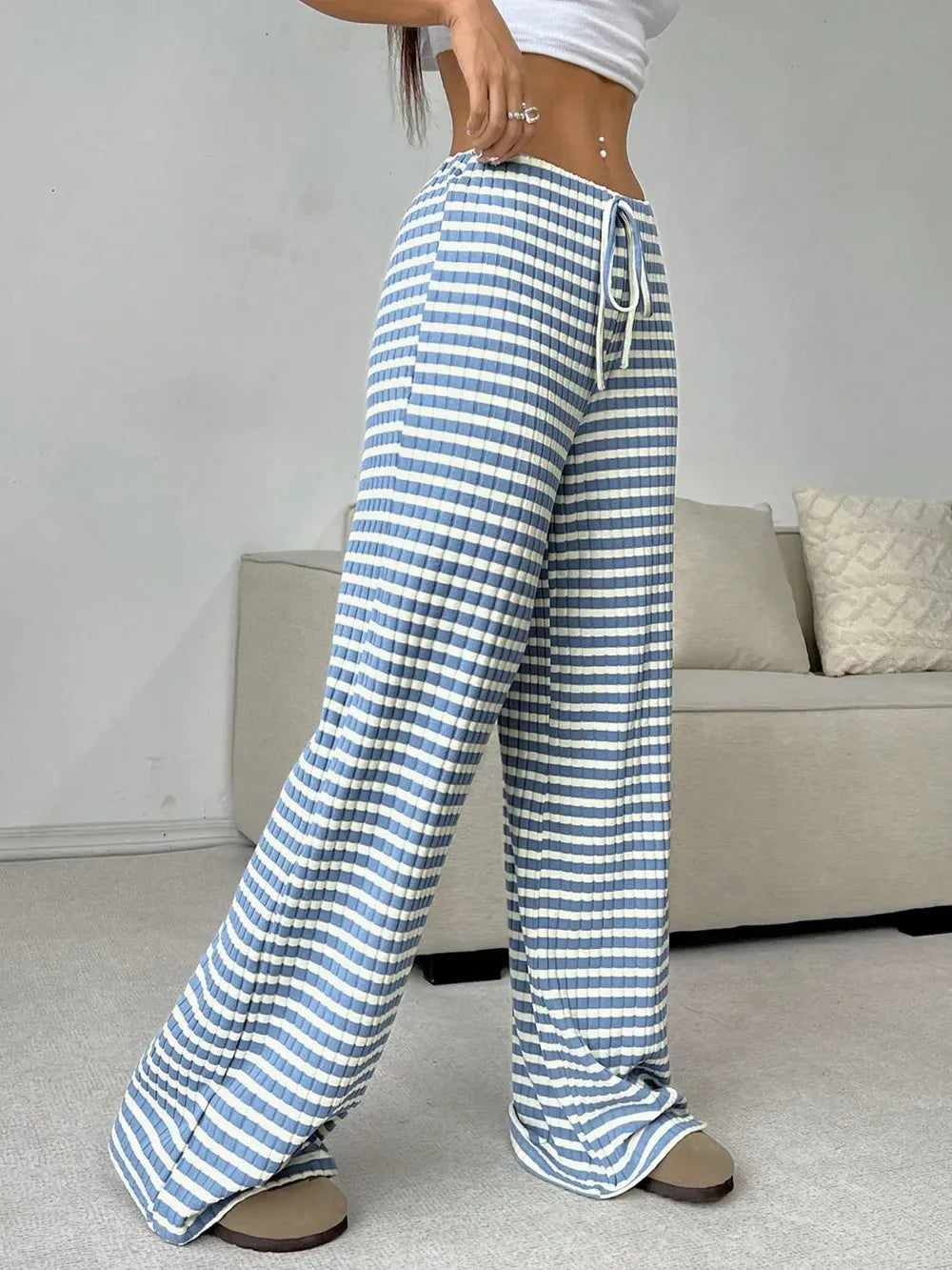 Tied Striped Wide Leg Pants-PANTS-Krush Kandy, Women's Online Fashion Boutique Located in Phoenix, Arizona (Scottsdale Area)