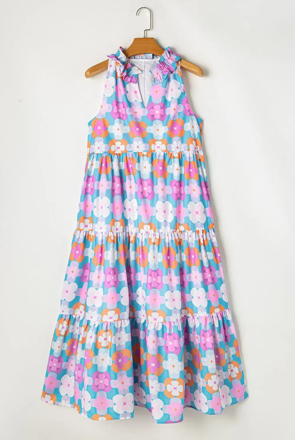 Floral Print Sleeveless Tiered Midi Dress-Dresses-Krush Kandy, Women's Online Fashion Boutique Located in Phoenix, Arizona (Scottsdale Area)