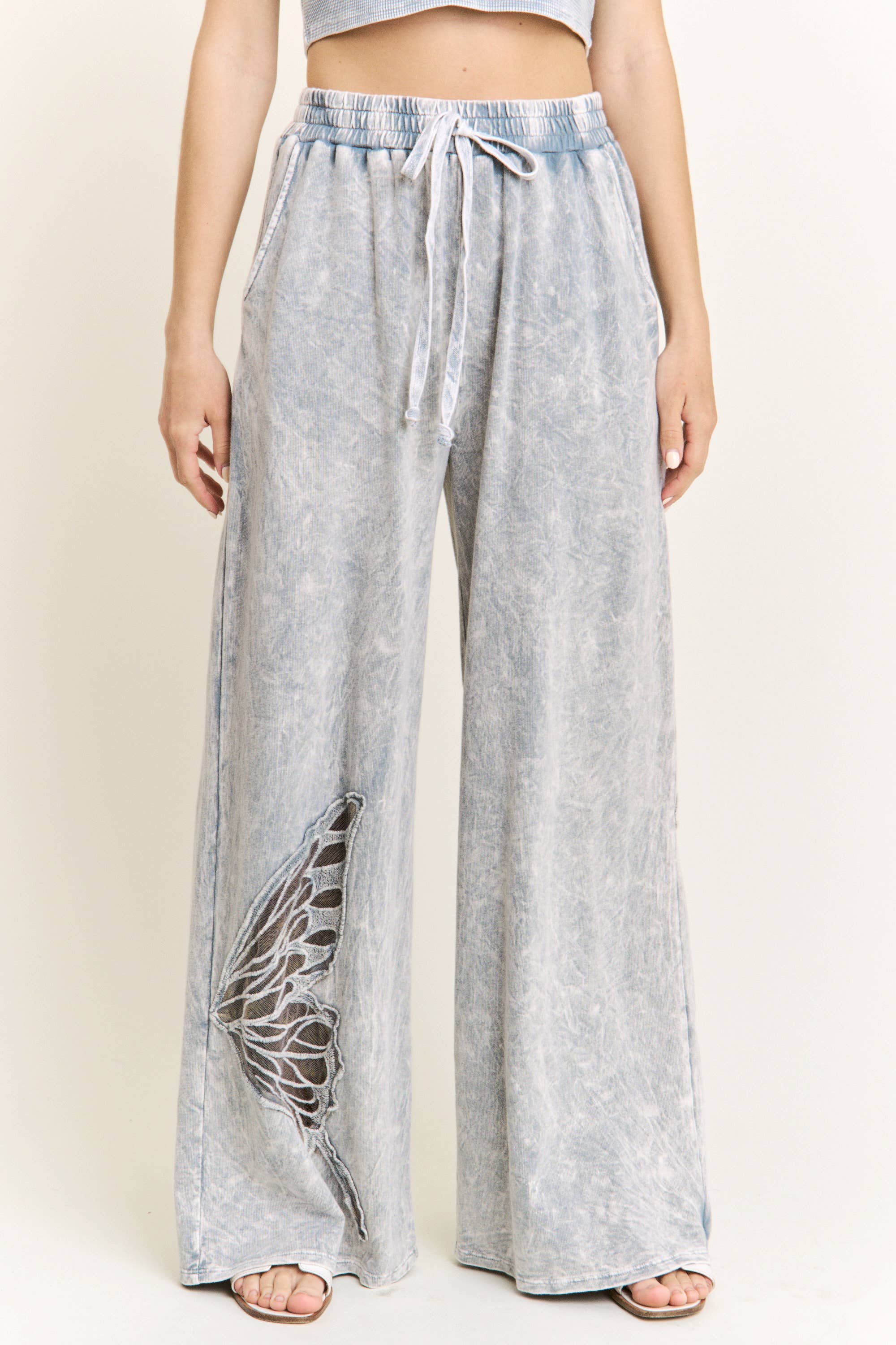 Mineral Wash Butterfly Wide leg Pants-Pants-Krush Kandy, Women's Online Fashion Boutique Located in Phoenix, Arizona (Scottsdale Area)