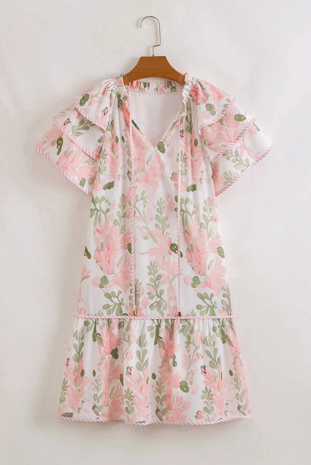 Floral Contrast Edge Layered Short Sleeve Mini Dress-dresses-Krush Kandy, Women's Online Fashion Boutique Located in Phoenix, Arizona (Scottsdale Area)