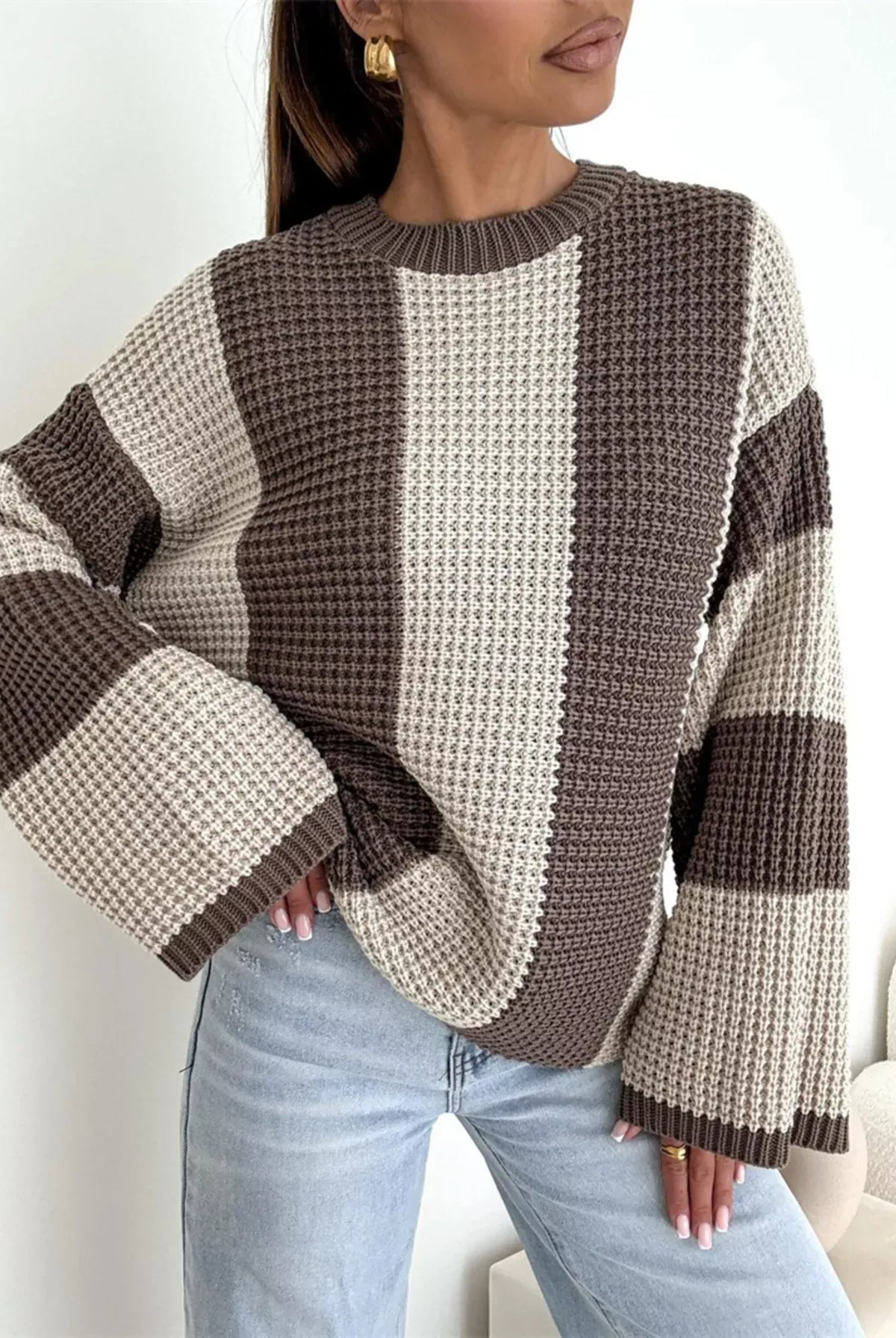 Color Block Long Sleeve Sweater-Sweater-Krush Kandy, Women's Online Fashion Boutique Located in Phoenix, Arizona (Scottsdale Area)