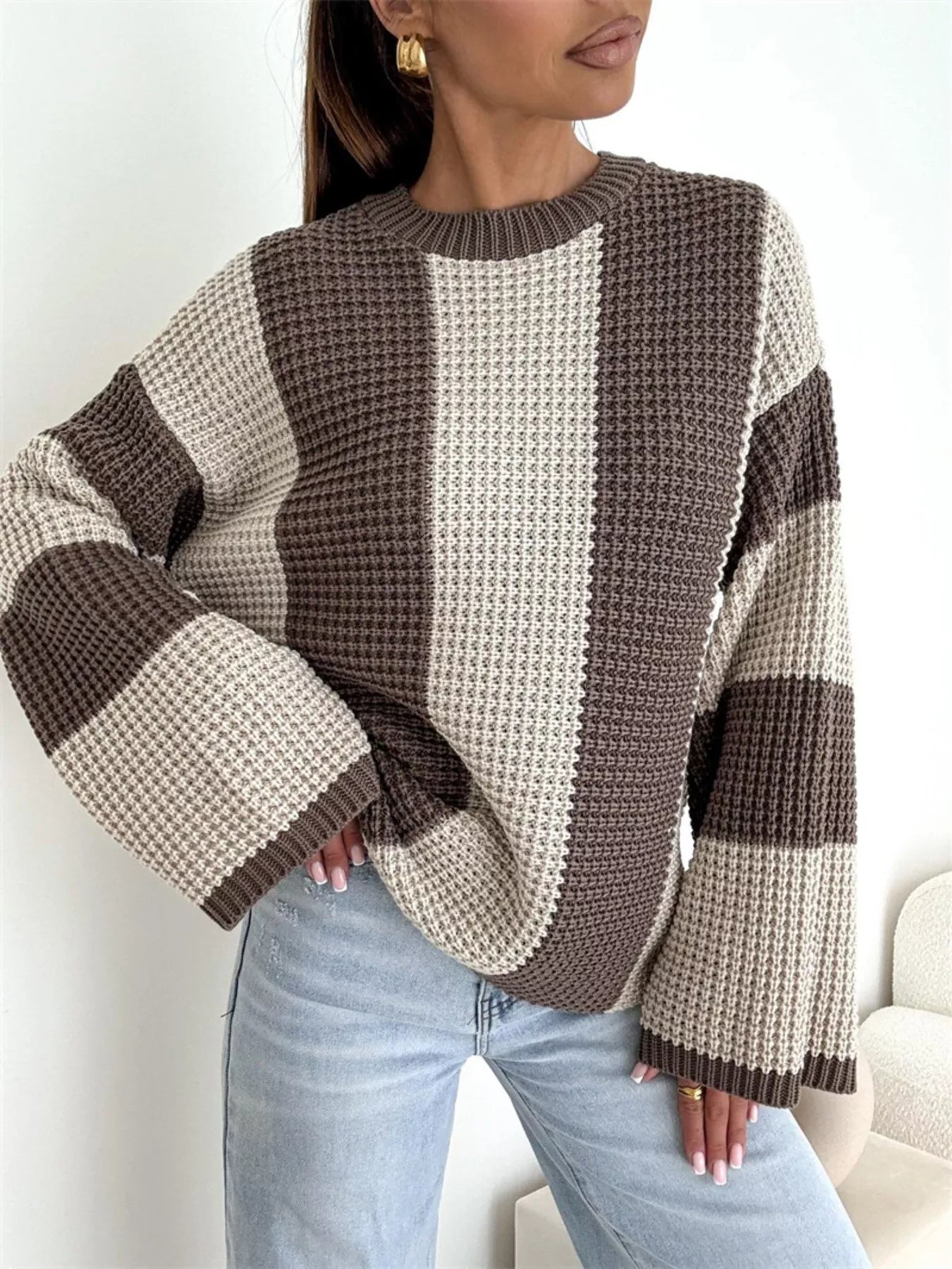 Color Block Long Sleeve Sweater-Sweater-Krush Kandy, Women's Online Fashion Boutique Located in Phoenix, Arizona (Scottsdale Area)