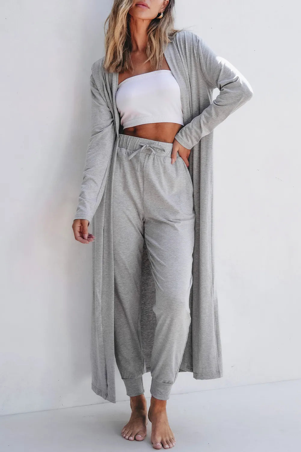 Open Front Long Sleeve Cardigan and Pants Lounge Set-Krush Kandy, Women's Online Fashion Boutique Located in Phoenix, Arizona (Scottsdale Area)