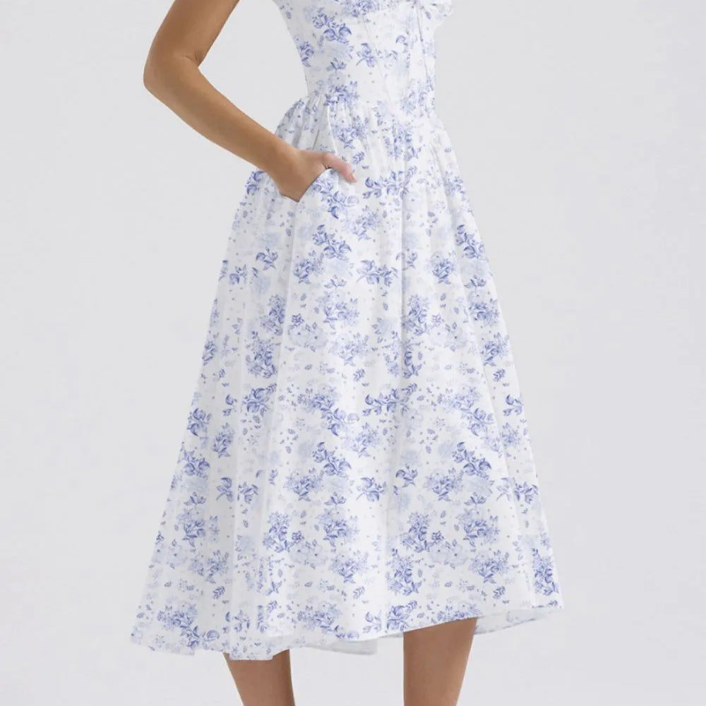 Floral V-Neck Sleeveless Midi Dress with Pockets-Dresses-Krush Kandy, Women's Online Fashion Boutique Located in Phoenix, Arizona (Scottsdale Area)