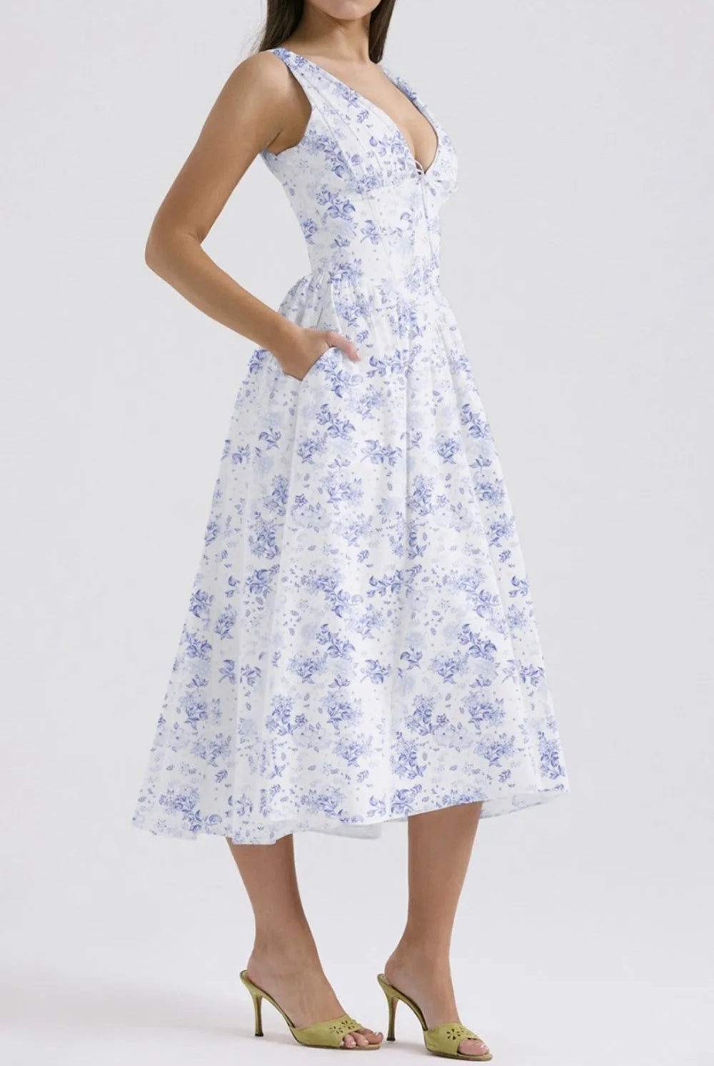 Floral V-Neck Sleeveless Midi Dress with Pockets-Dresses-Krush Kandy, Women's Online Fashion Boutique Located in Phoenix, Arizona (Scottsdale Area)