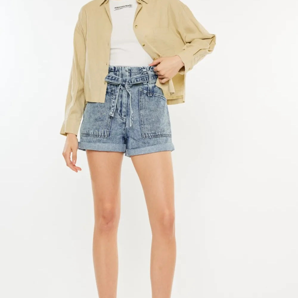 Kancan Ultra High Rise Paperbag Denim Shorts-shorts-Krush Kandy, Women's Online Fashion Boutique Located in Phoenix, Arizona (Scottsdale Area)