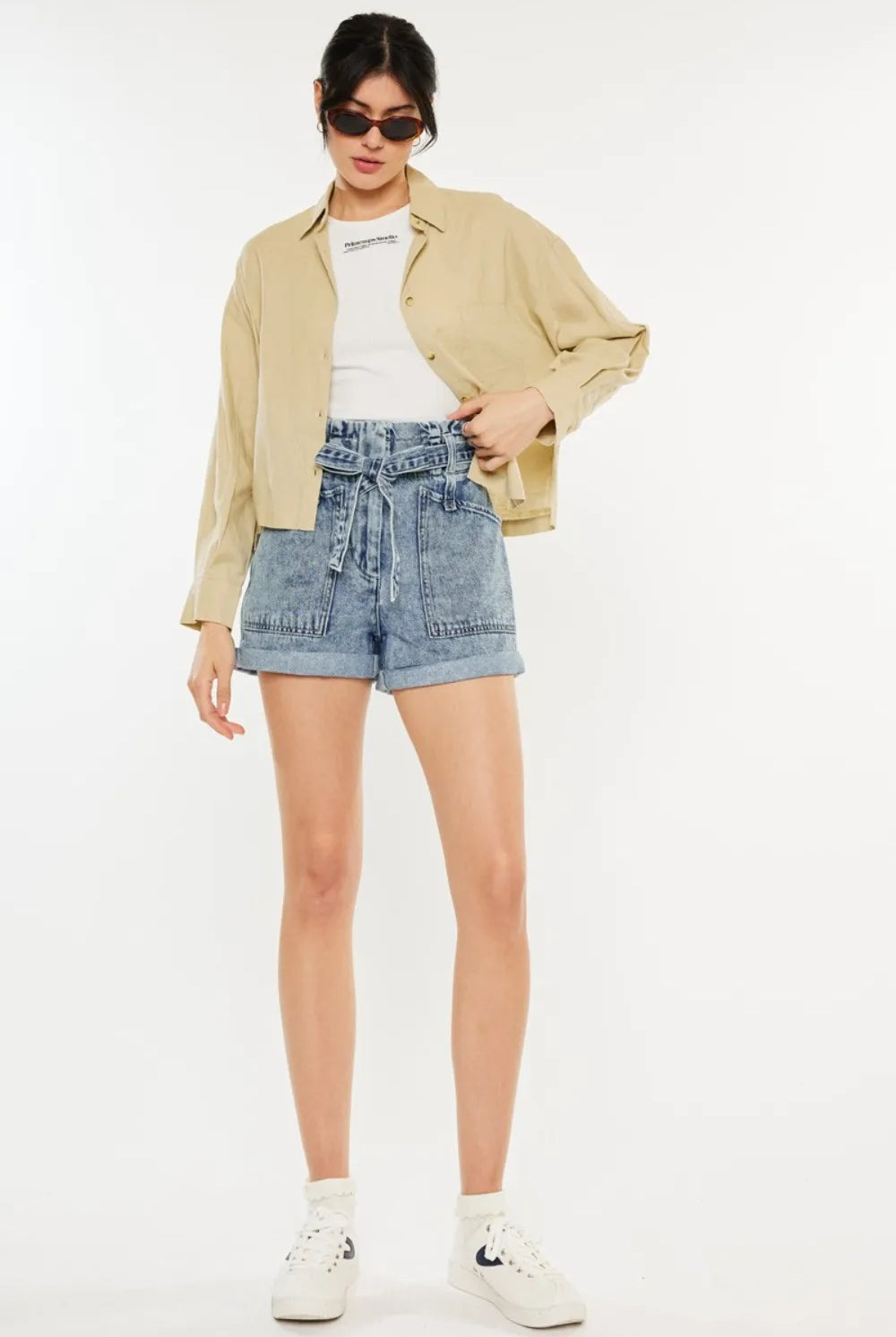 Kancan Ultra High Rise Paperbag Denim Shorts-shorts-Krush Kandy, Women's Online Fashion Boutique Located in Phoenix, Arizona (Scottsdale Area)