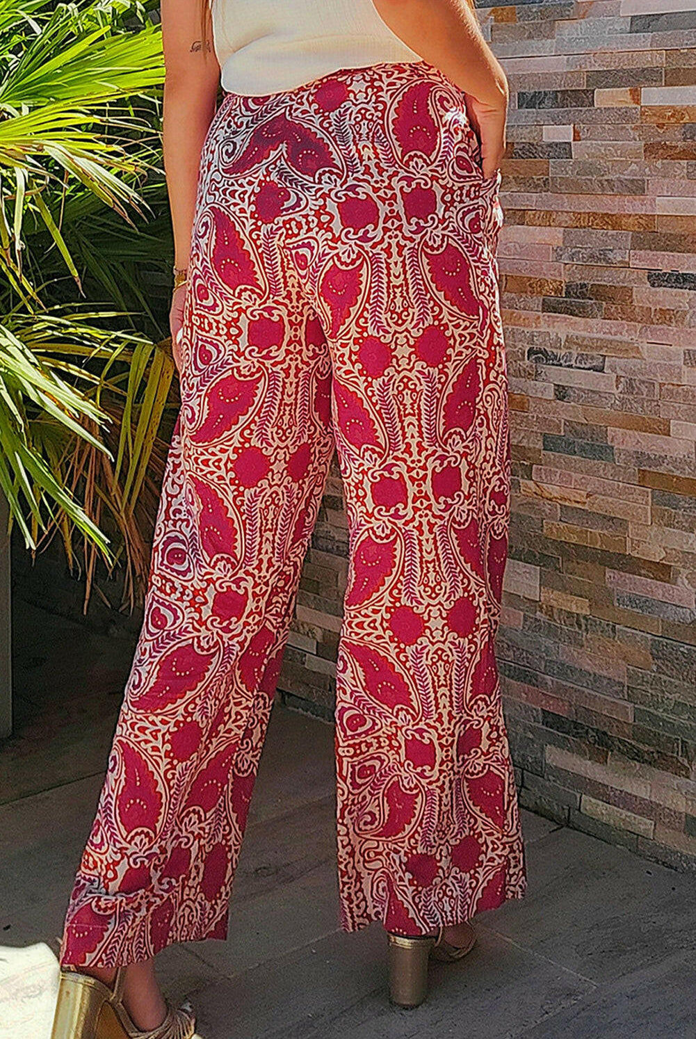 Paisley Print Wide-Legged Pants-Pants-Krush Kandy, Women's Online Fashion Boutique Located in Phoenix, Arizona (Scottsdale Area)