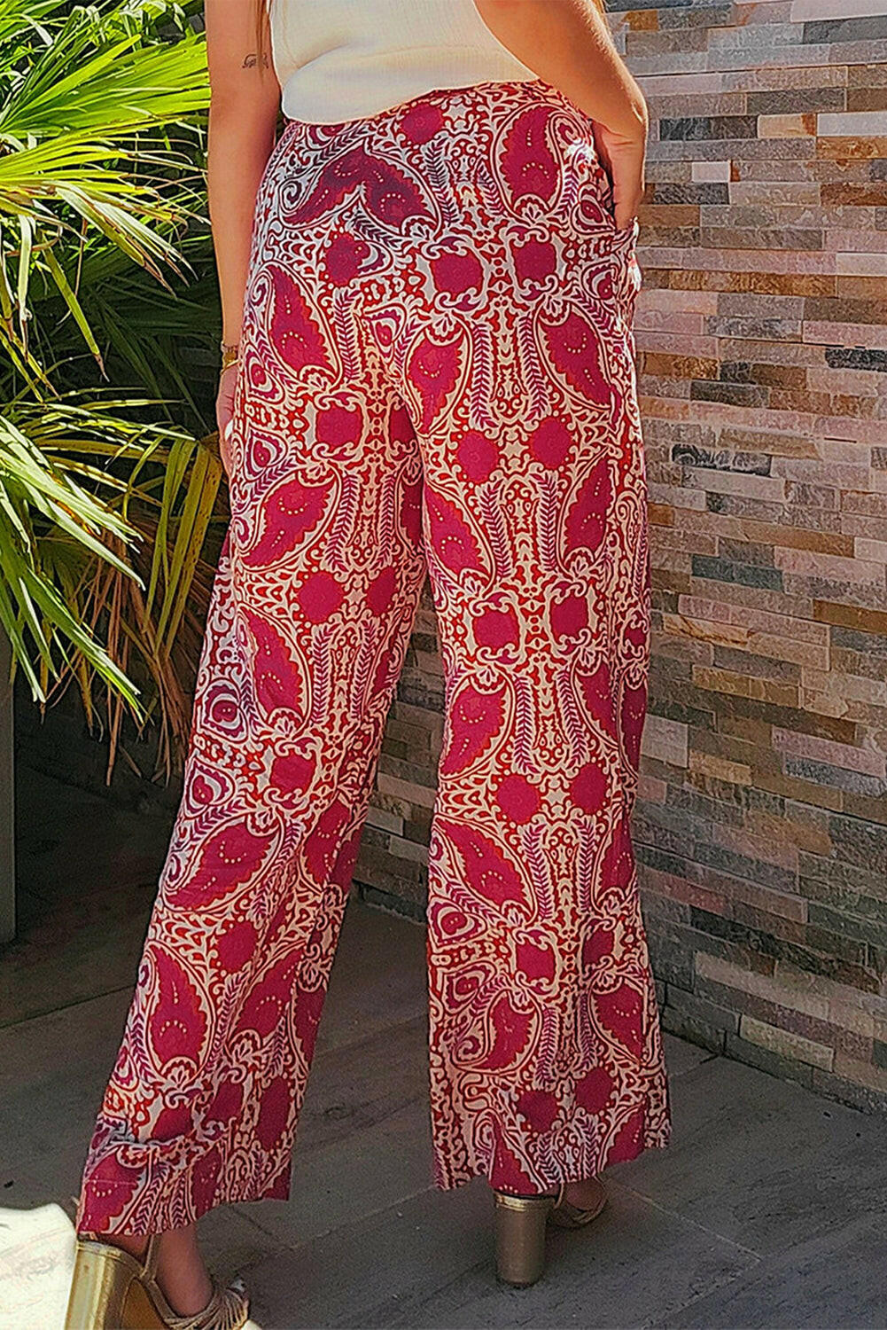 Paisley Print Wide-Legged Pants-Pants-Krush Kandy, Women's Online Fashion Boutique Located in Phoenix, Arizona (Scottsdale Area)