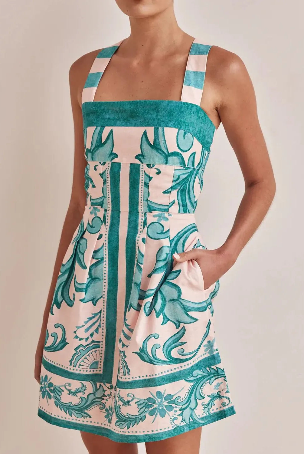 Printed Square Neck Midi Dress-Dresses-Krush Kandy, Women's Online Fashion Boutique Located in Phoenix, Arizona (Scottsdale Area)