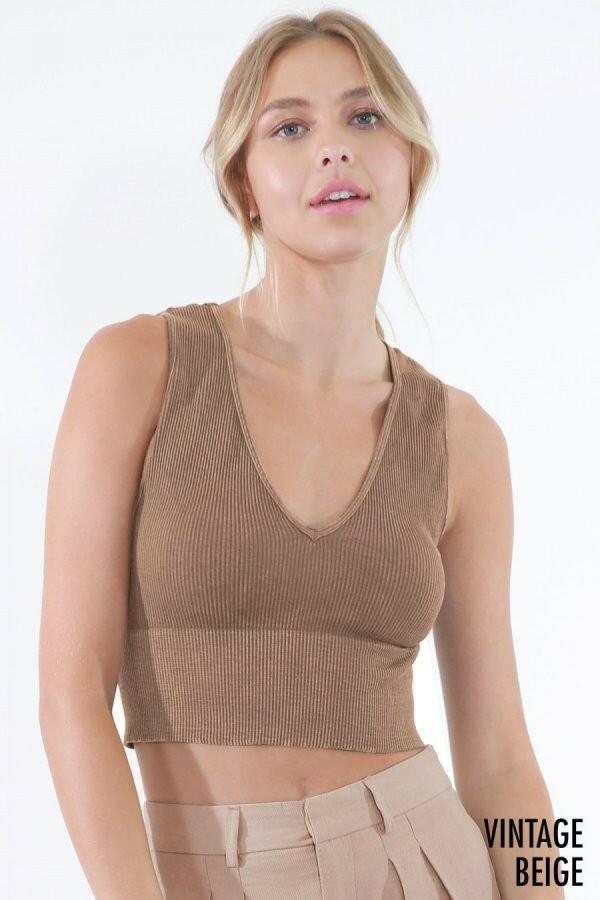 NikiBiki Vintage Plunge V-Neck Top-Tanks-Krush Kandy, Women's Online Fashion Boutique Located in Phoenix, Arizona (Scottsdale Area)