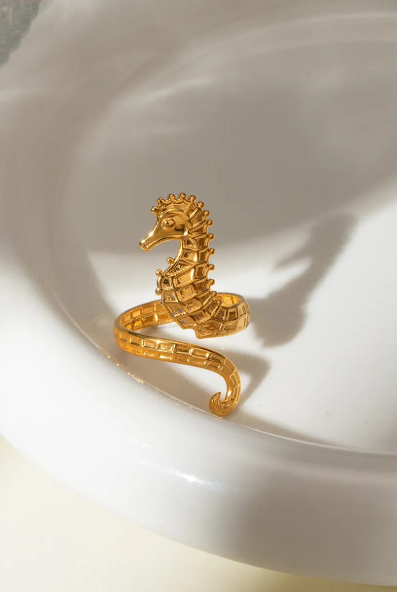 18K Gold-Plated Seahorse Wrap Adjustable Ring-Rings-Krush Kandy, Women's Online Fashion Boutique Located in Phoenix, Arizona (Scottsdale Area)