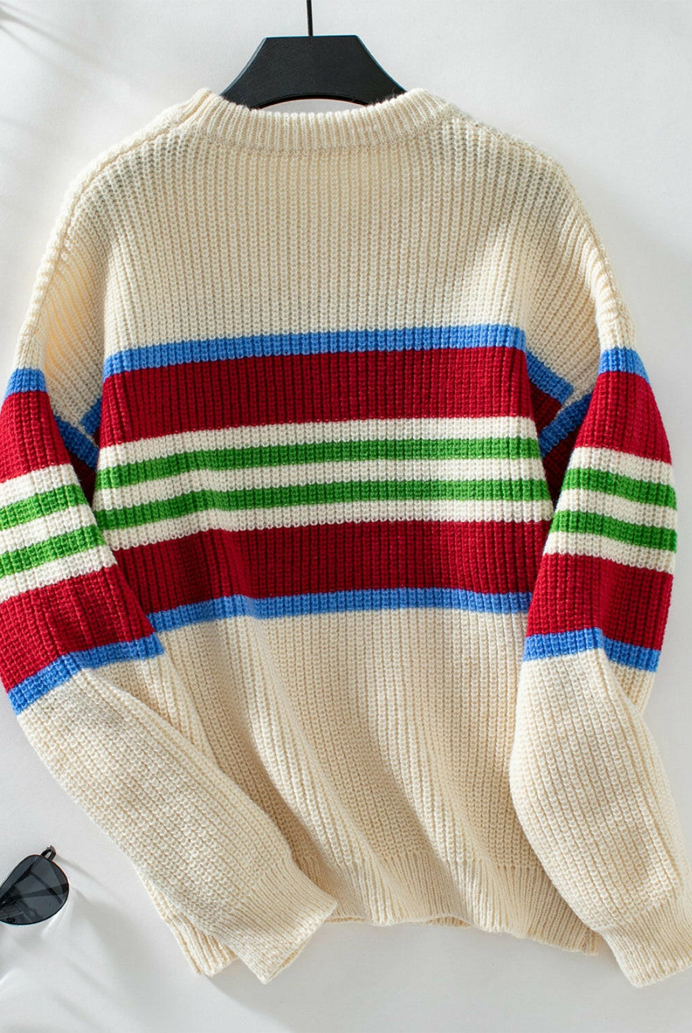 Contrast Stripes Round Neck Long Sleeve Sweater-Krush Kandy, Women's Online Fashion Boutique Located in Phoenix, Arizona (Scottsdale Area)