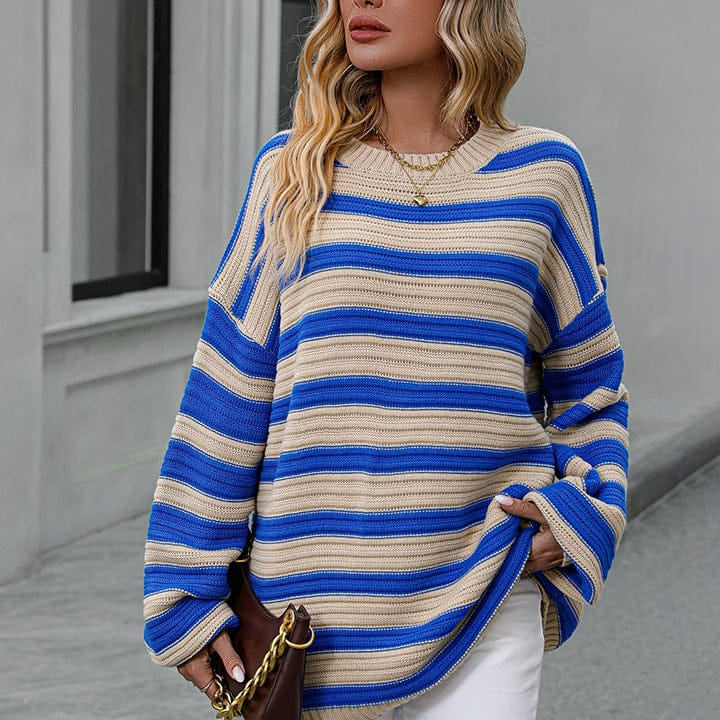 Striped Dropped Shoulder Sweater-Sweaters-Krush Kandy, Women's Online Fashion Boutique Located in Phoenix, Arizona (Scottsdale Area)