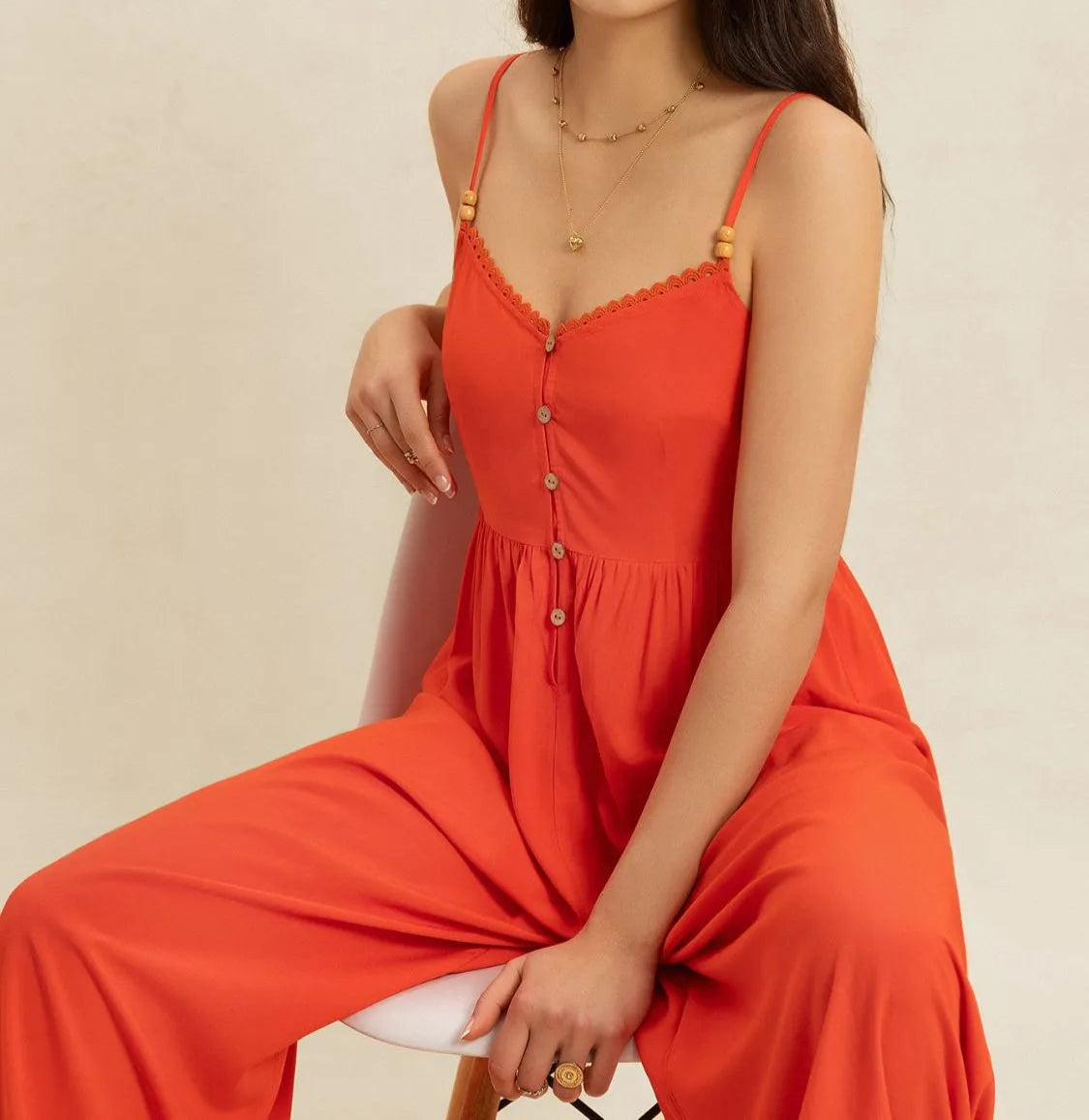 V-Neck Spaghetti Strap Jumpsuit-Jumpsuits & Rompers-Krush Kandy, Women's Online Fashion Boutique Located in Phoenix, Arizona (Scottsdale Area)