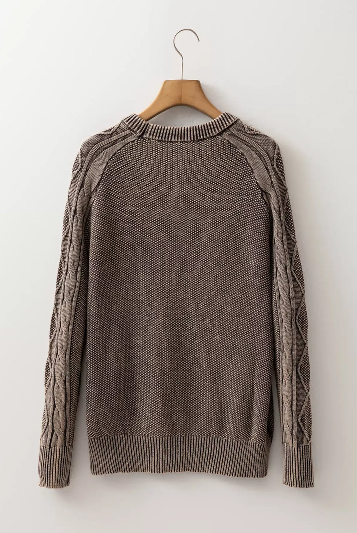 Contrast Cable Knit Sleeve Casual Sweater-Sweaters-Krush Kandy, Women's Online Fashion Boutique Located in Phoenix, Arizona (Scottsdale Area)