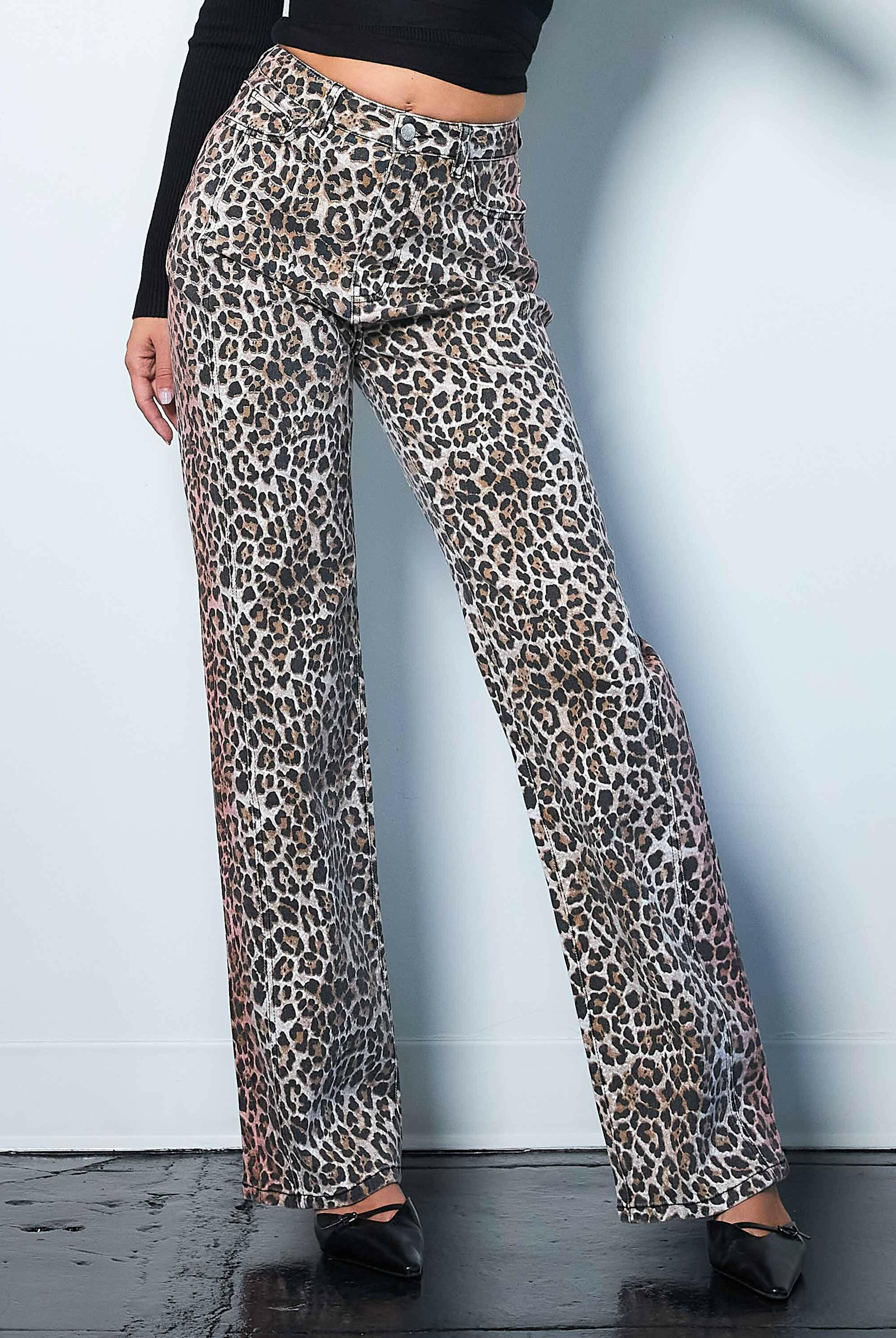 Leopard Wide Leg Jeans-Jeans-Krush Kandy, Women's Online Fashion Boutique Located in Phoenix, Arizona (Scottsdale Area)