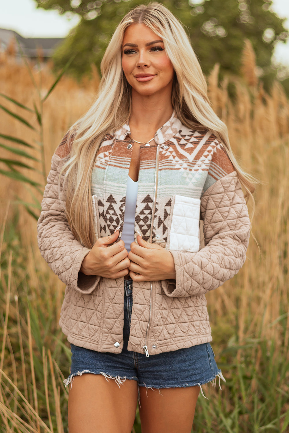 Western Quilted Aztec Jacket-Jacket-Krush Kandy, Women's Online Fashion Boutique Located in Phoenix, Arizona (Scottsdale Area)