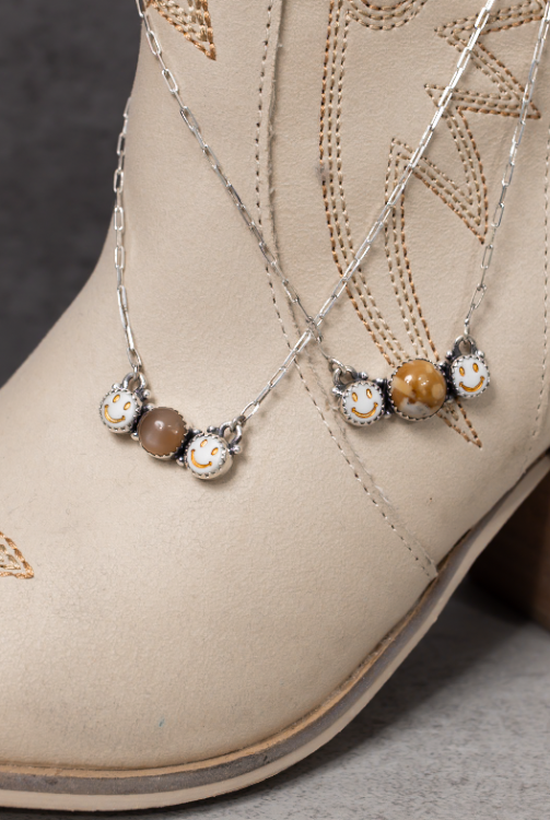 Neutral Smiley Bliss Necklace-Chain Necklaces-Krush Kandy, Women's Online Fashion Boutique Located in Phoenix, Arizona (Scottsdale Area)