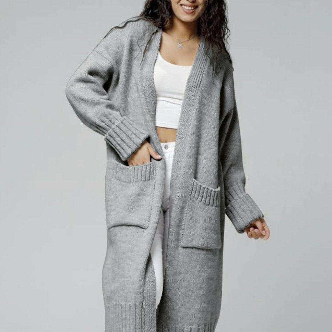 Pocketed Open Front Dropped Shoulder Cardigan-Krush Kandy, Women's Online Fashion Boutique Located in Phoenix, Arizona (Scottsdale Area)