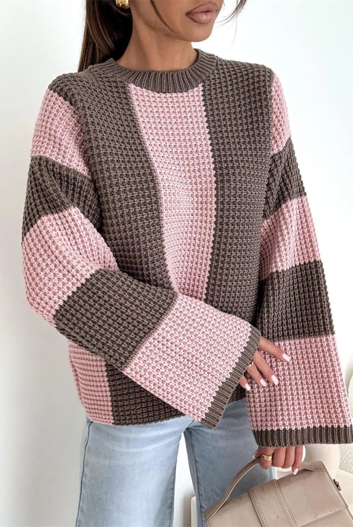 Color Block Long Sleeve Sweater-Sweater-Krush Kandy, Women's Online Fashion Boutique Located in Phoenix, Arizona (Scottsdale Area)