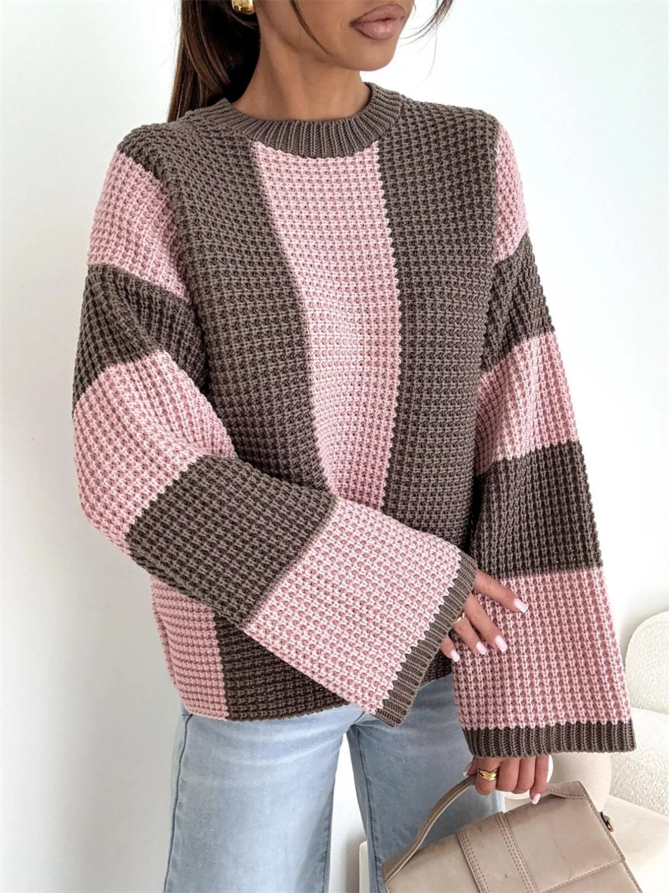 Color Block Long Sleeve Sweater-Sweater-Krush Kandy, Women's Online Fashion Boutique Located in Phoenix, Arizona (Scottsdale Area)