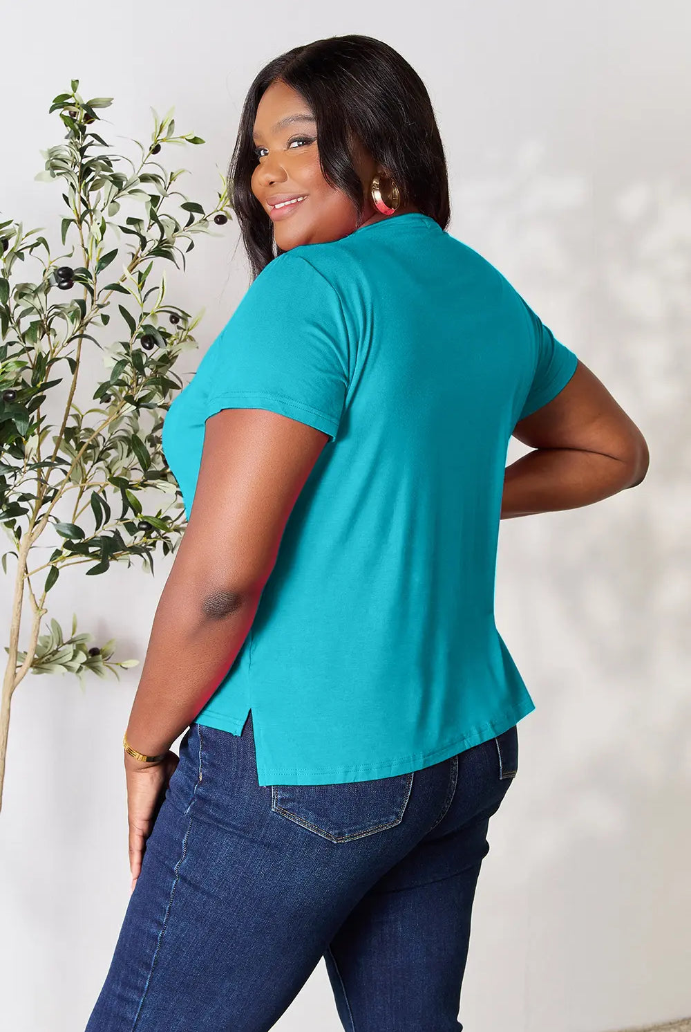 Basic Bae Full Size Round Neck Short Sleeve T-Shirt-Tops-Krush Kandy, Women's Online Fashion Boutique Located in Phoenix, Arizona (Scottsdale Area)