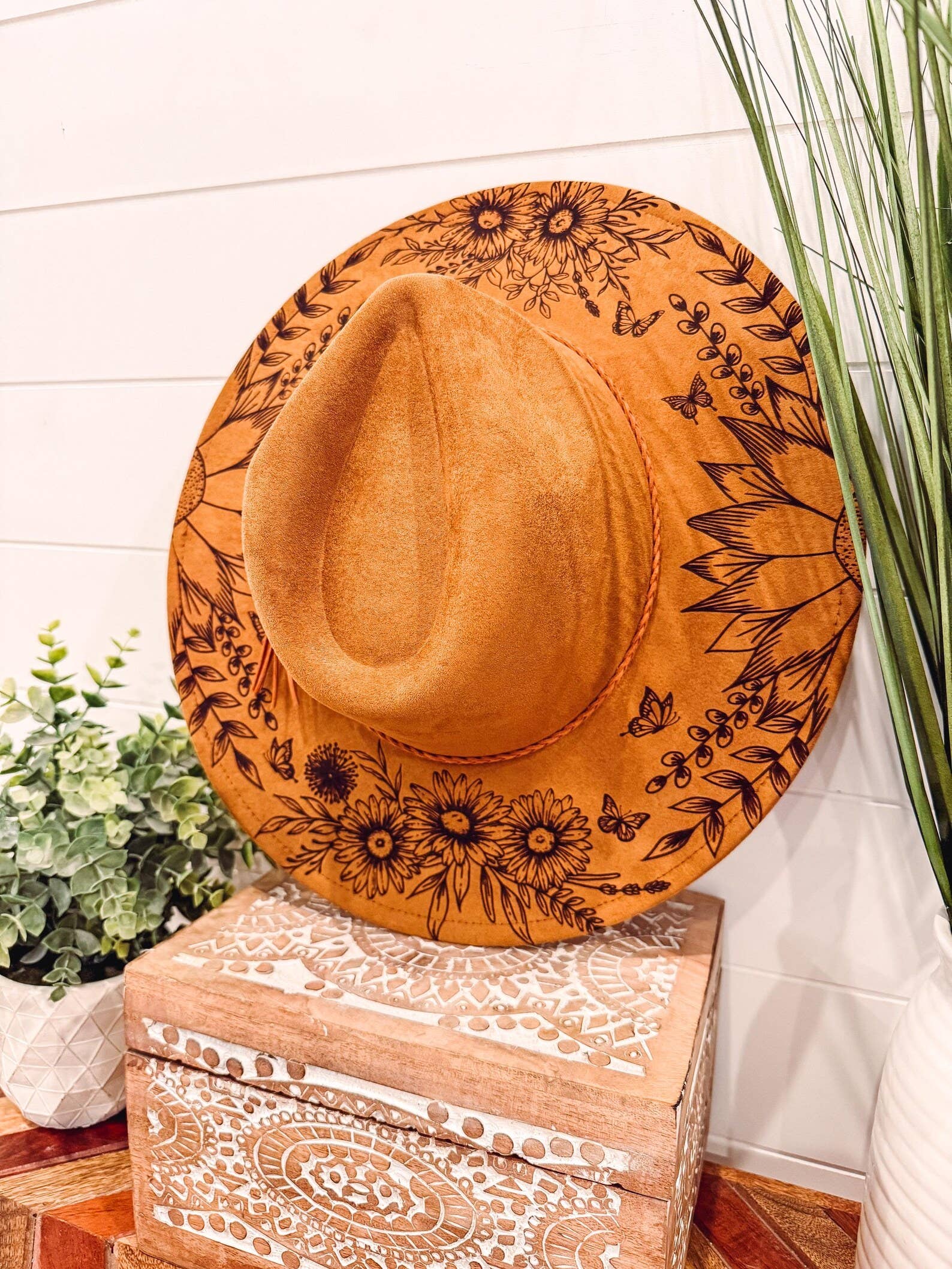 Engraved Floral Hat-Hats-Krush Kandy, Women's Online Fashion Boutique Located in Phoenix, Arizona (Scottsdale Area)