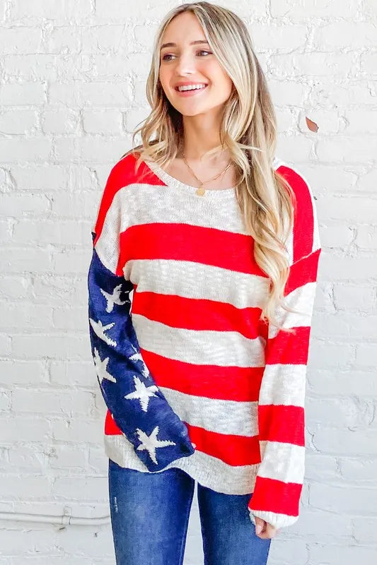 Stars & Stripes Forever Sweater-Sweaters-Krush Kandy, Women's Online Fashion Boutique Located in Phoenix, Arizona (Scottsdale Area)