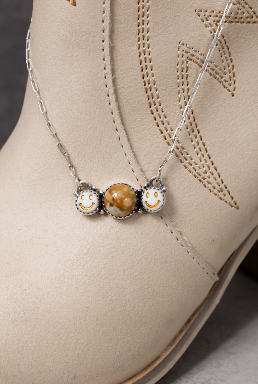 Neutral Smiley Bliss Necklace-Chain Necklaces-Krush Kandy, Women's Online Fashion Boutique Located in Phoenix, Arizona (Scottsdale Area)