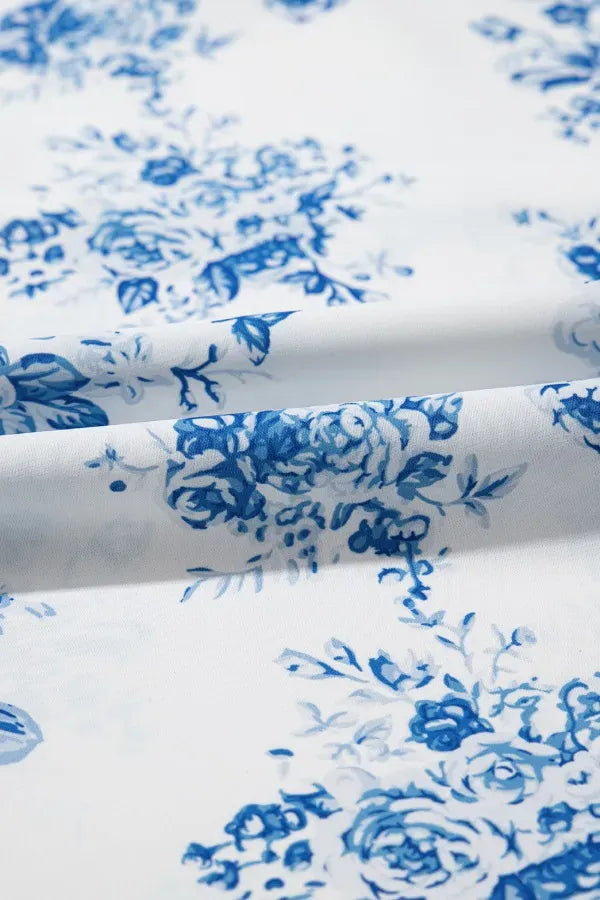 Blue & White Floral Ruffle Maxi Skirt-Krush Kandy, Women's Online Fashion Boutique Located in Phoenix, Arizona (Scottsdale Area)