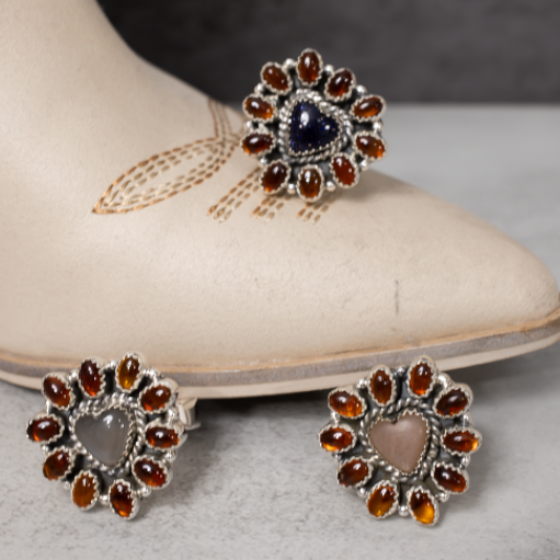 Amber & Heart Stone ring-Rings-Krush Kandy, Women's Online Fashion Boutique Located in Phoenix, Arizona (Scottsdale Area)