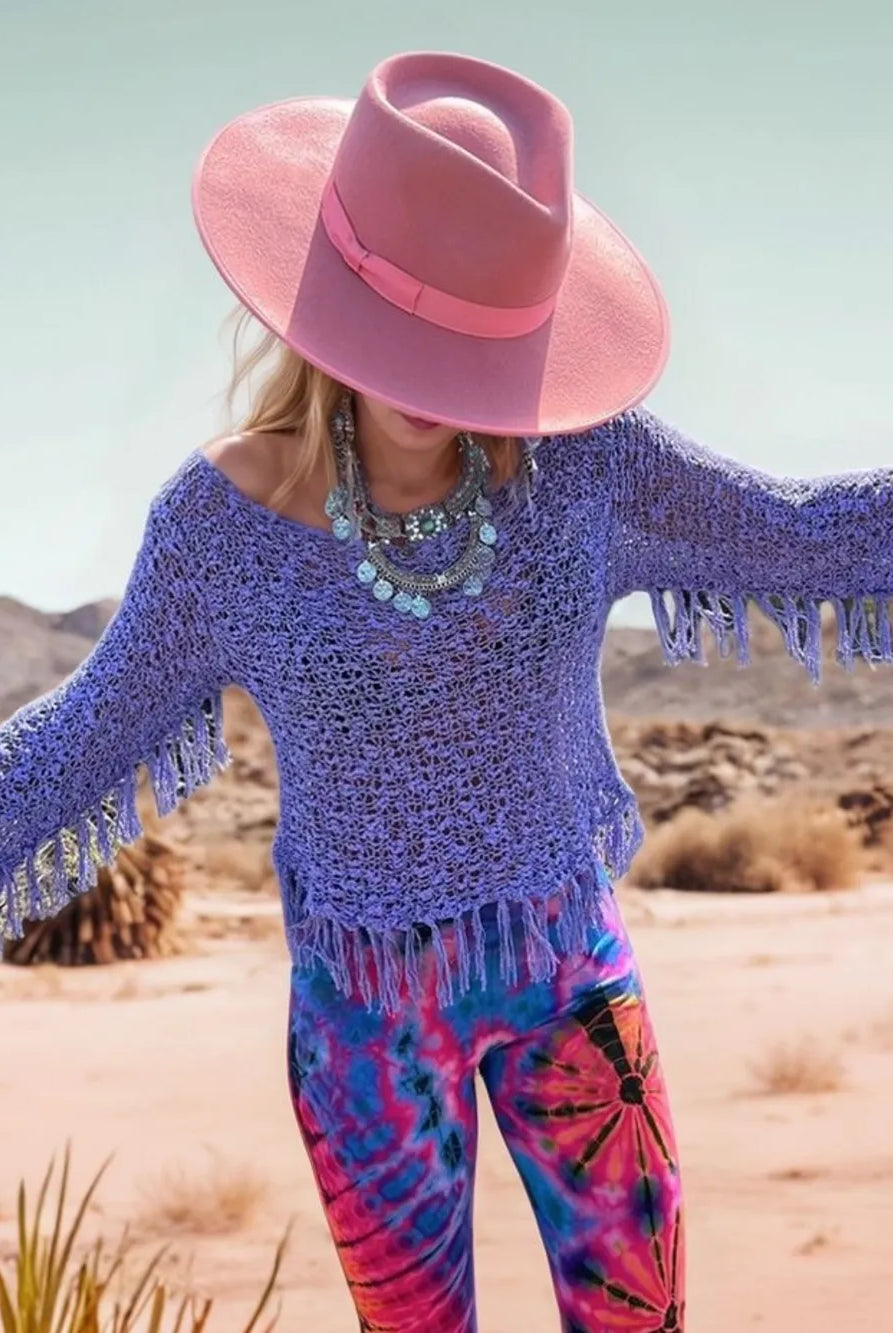 Tassel Boat Neck Knit Cover Up-Tops-Krush Kandy, Women's Online Fashion Boutique Located in Phoenix, Arizona (Scottsdale Area)