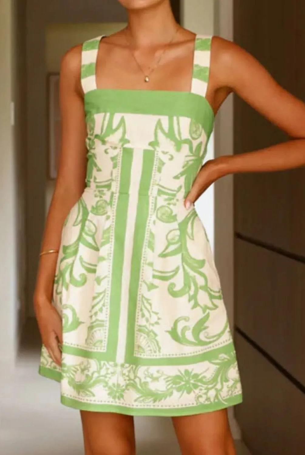 Printed Square Neck Midi Dress-Dresses-Krush Kandy, Women's Online Fashion Boutique Located in Phoenix, Arizona (Scottsdale Area)