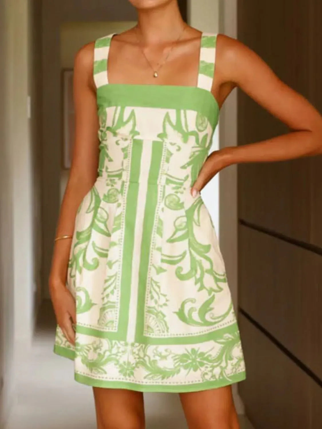 Printed Square Neck Midi Dress-Dresses-Krush Kandy, Women's Online Fashion Boutique Located in Phoenix, Arizona (Scottsdale Area)