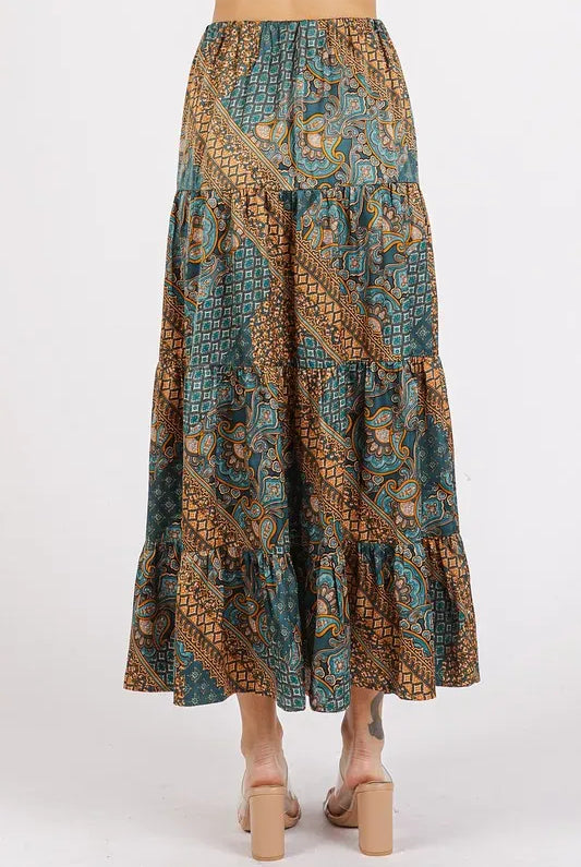 Mittoshop Paisley Patchwork Print Satin Maxi Skirt-Skirts-Krush Kandy, Women's Online Fashion Boutique Located in Phoenix, Arizona (Scottsdale Area)