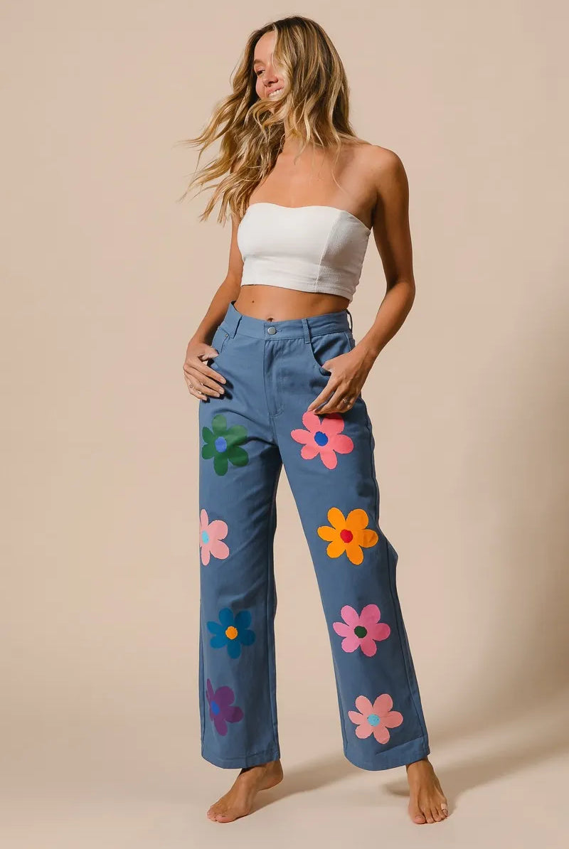 BiBi Floral Print Straight Leg Pants-PANTS-Krush Kandy, Women's Online Fashion Boutique Located in Phoenix, Arizona (Scottsdale Area)