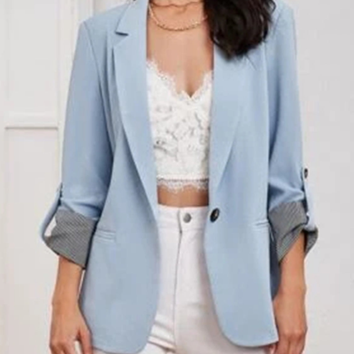 Lapel Collar Roll-Tab Sleeve Blazer-Krush Kandy, Women's Online Fashion Boutique Located in Phoenix, Arizona (Scottsdale Area)