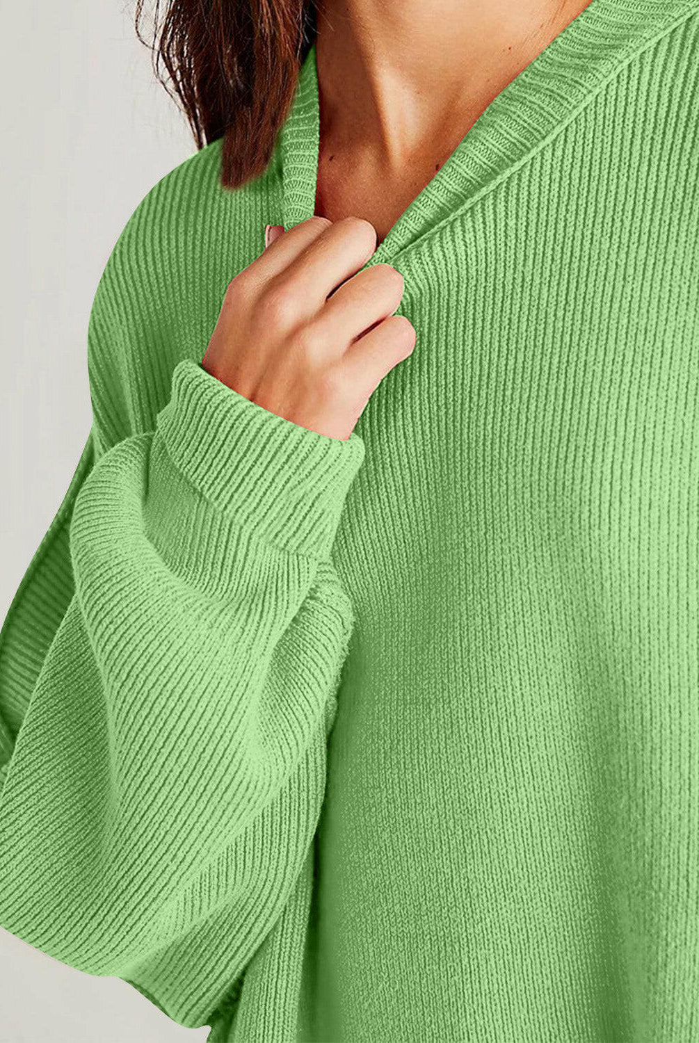 Double Take Side Slit Round Neck Long Sleeve Sweater-Sweaters-Krush Kandy, Women's Online Fashion Boutique Located in Phoenix, Arizona (Scottsdale Area)