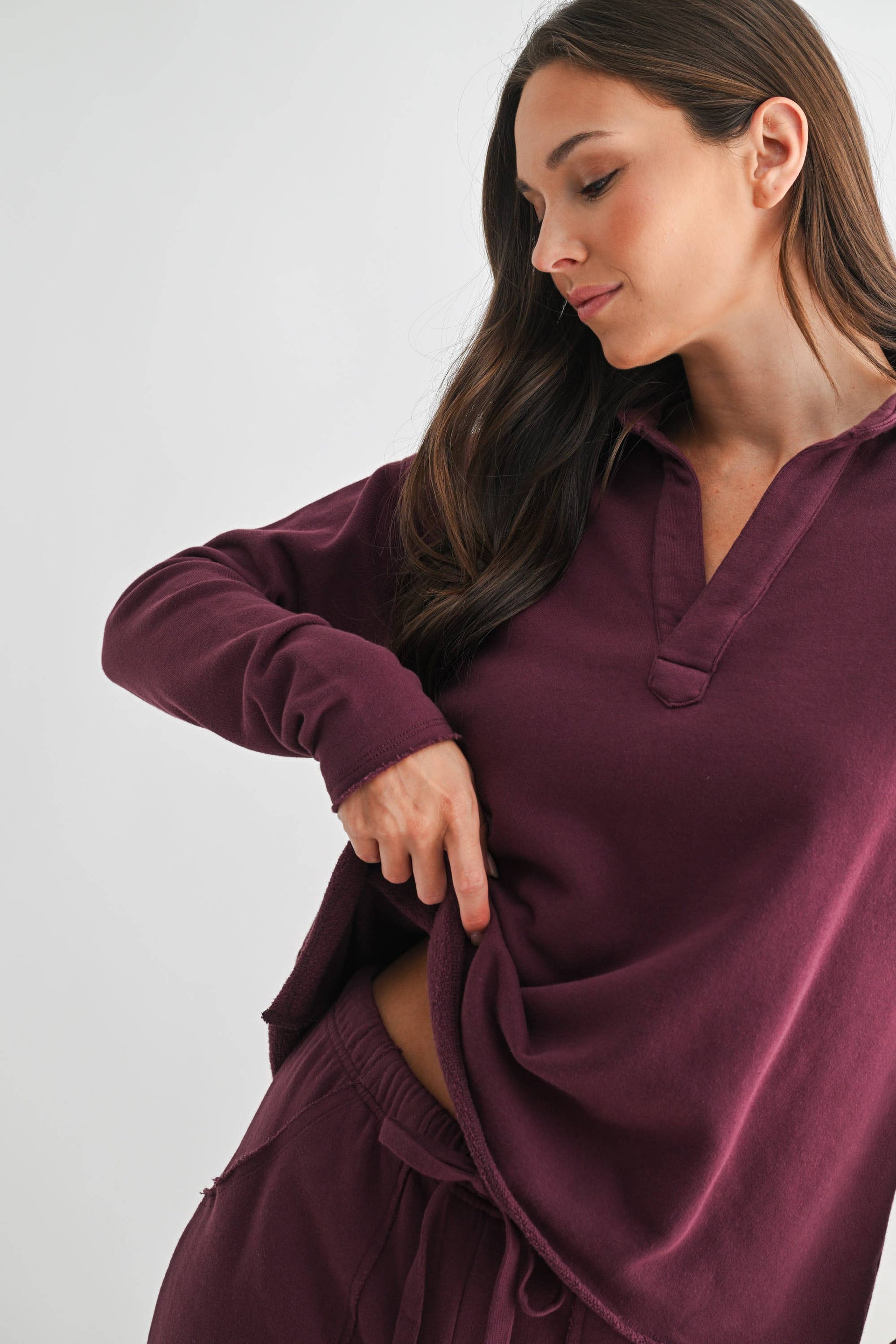 Henley Style Long Sleeve V-Neck Top-Long Sleeve Tops-Krush Kandy, Women's Online Fashion Boutique Located in Phoenix, Arizona (Scottsdale Area)